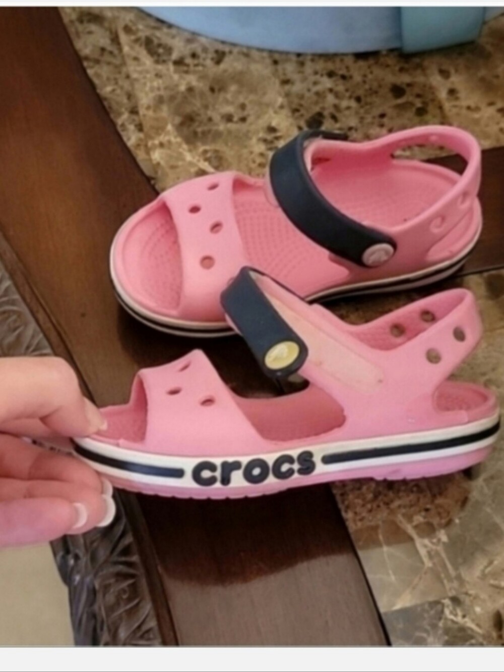 CROCS Kids Pink and Black Sandals